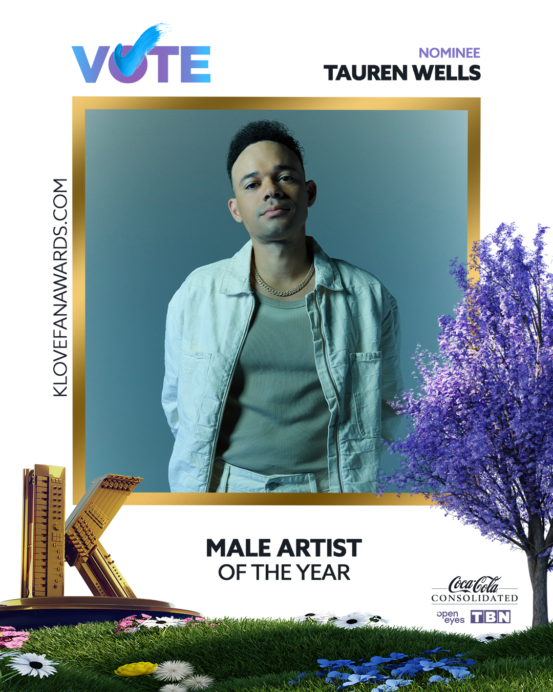 Vote Tauren Wells for Male Artist of the Year in the 2026 K-LOVE Fan Awards