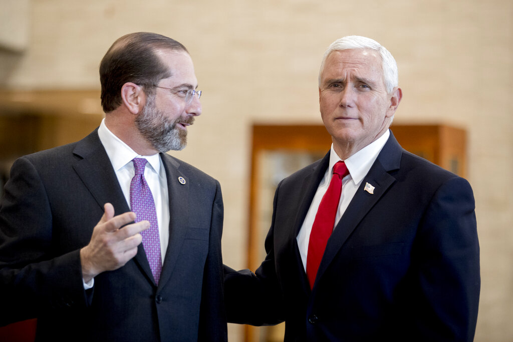 Vice President Mike Pence and Health and Human Services Secretary Alex Azar