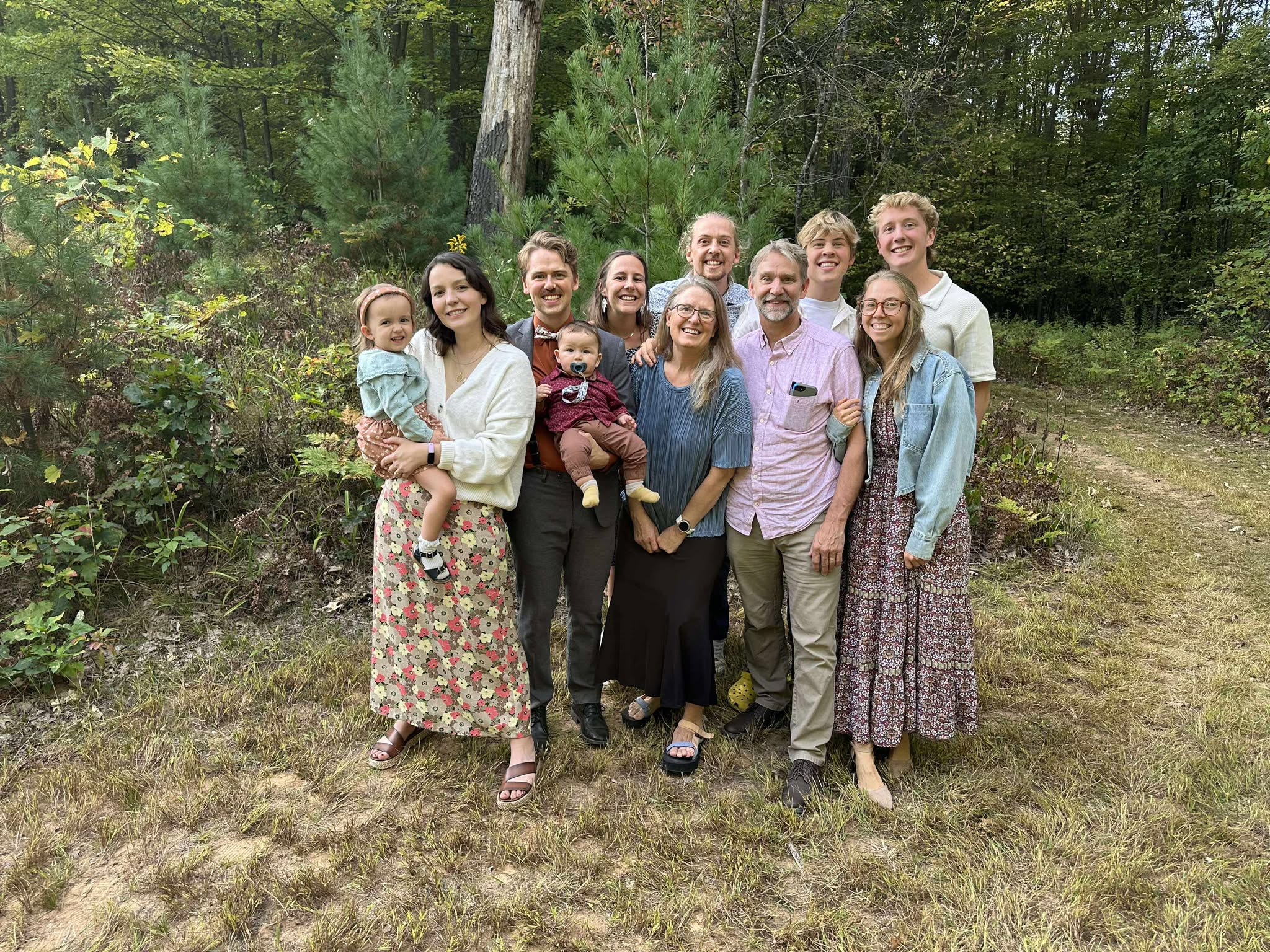 Pastor Steve Johnson with his wife, four sons, daughter, two daughters-in-law and two grandchildren