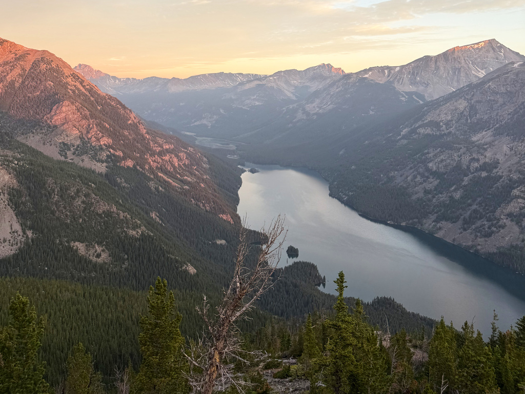 Mystic Lake is seen from the Phantom Creek Trail in the Beartooth Mountains 