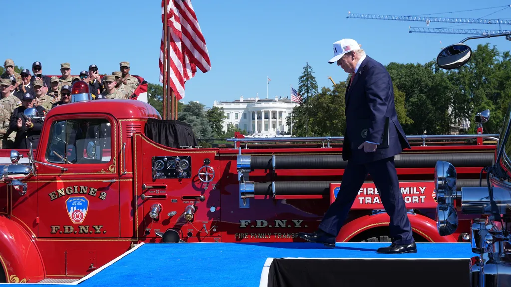 President Donald Trump arrives to speak during the Tunnel to Towers Foundation event for the 25th Anniversary of 9/11, on the Ellipse near the White House