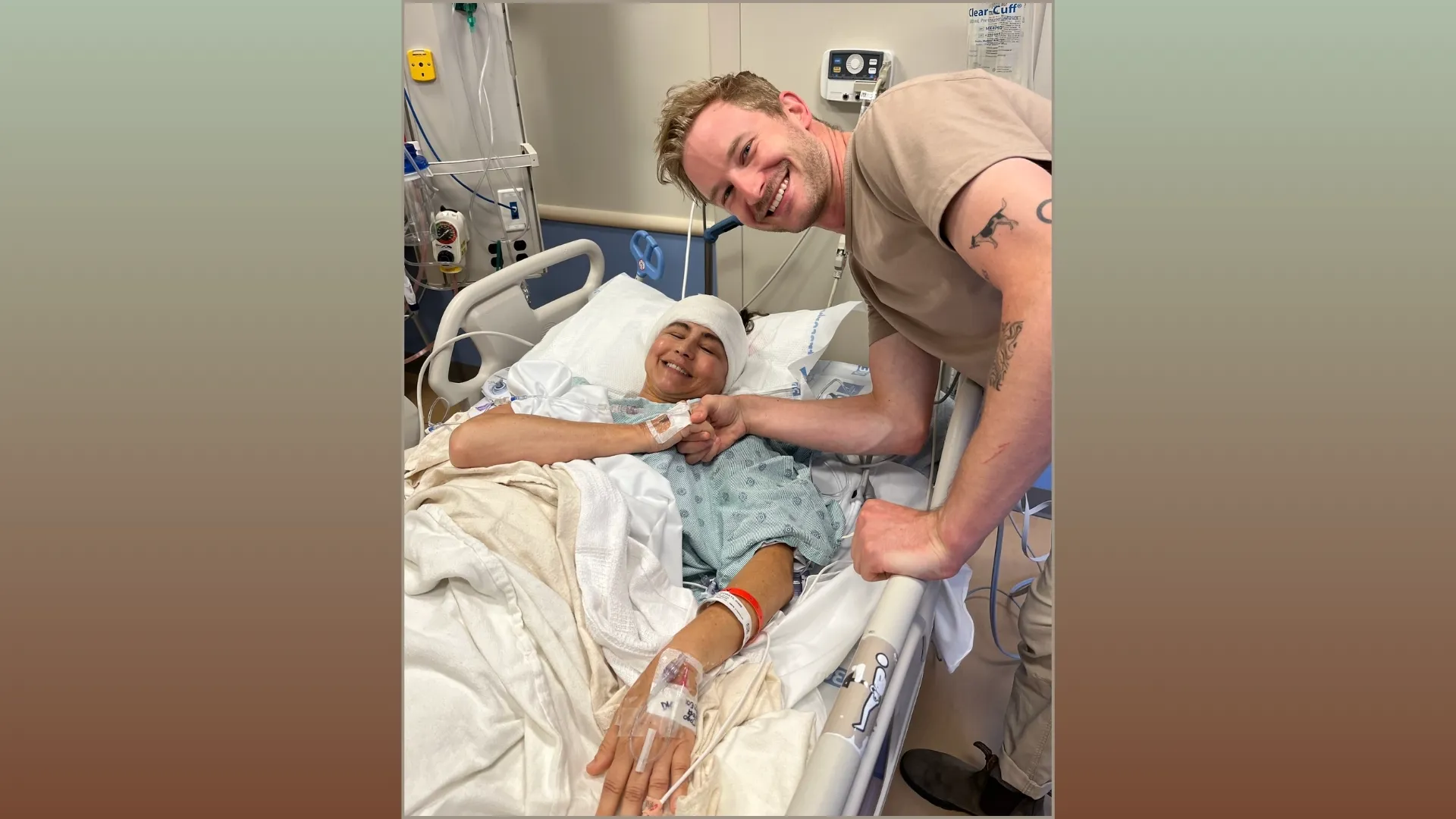 Diane Les Becquets With Her Husband by Her Side Following Brain Surgery