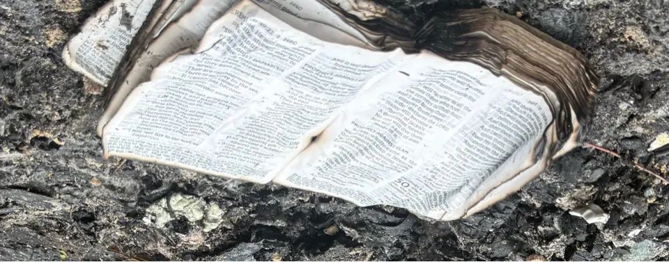One of the Bibles that survived the fire