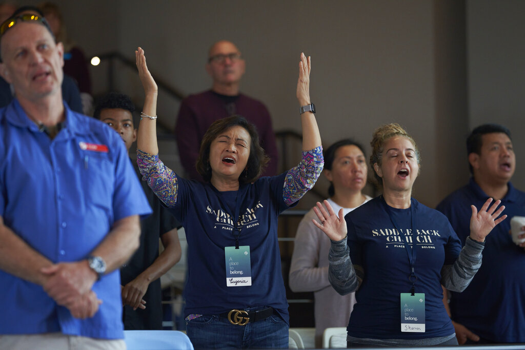 Worship at Saddleback Church in Lake Forest, Calif.