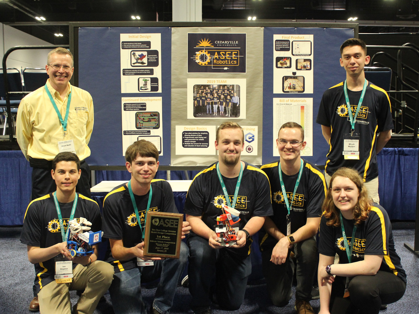 Summer Lange (bottom right) with her robotics team at Cedarville University in 2019