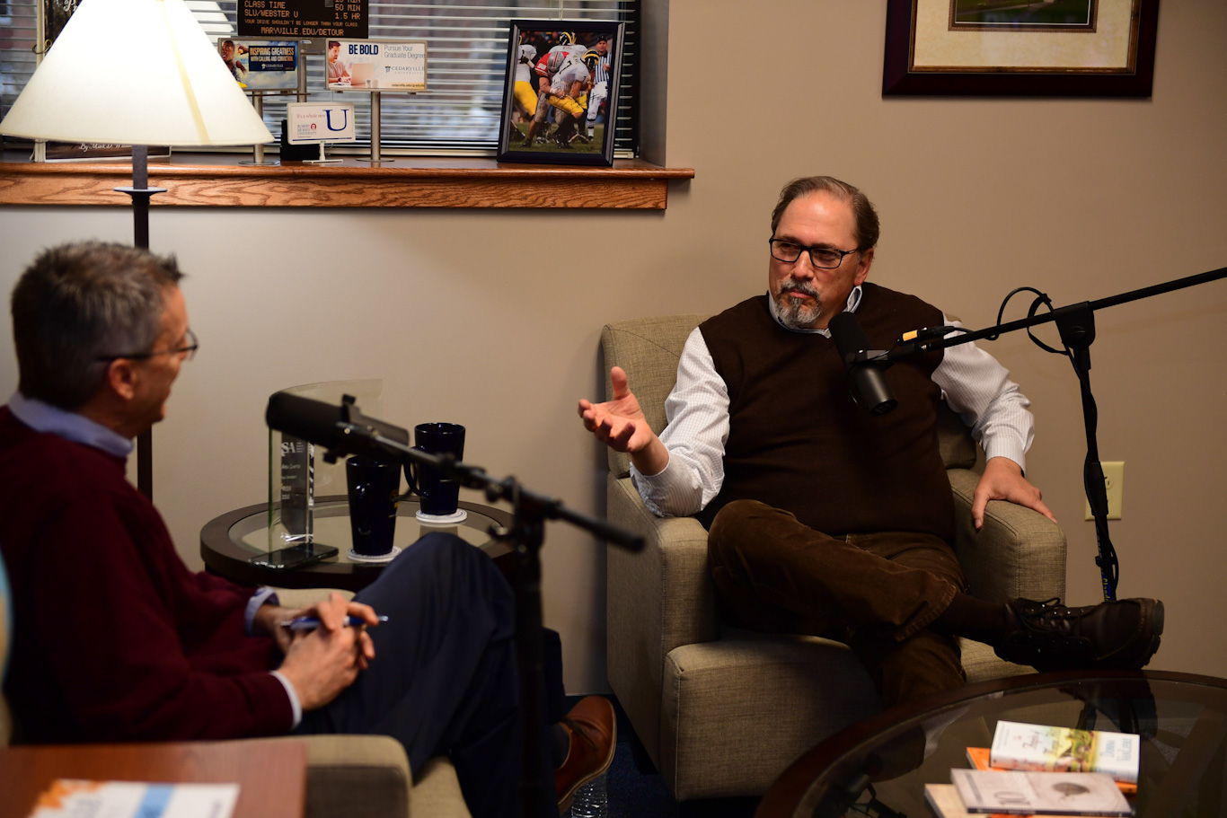 Cedarville professor Jim Leightenheimer, nominated for CMB’s Industry Achievement Award, being interviewed by Mark Weinstein