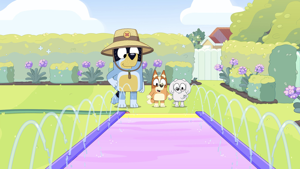 “Bluey” follows an Australian blue heeler who, along with her sister (a red heeler named Bingo), navigates the days between home and school.