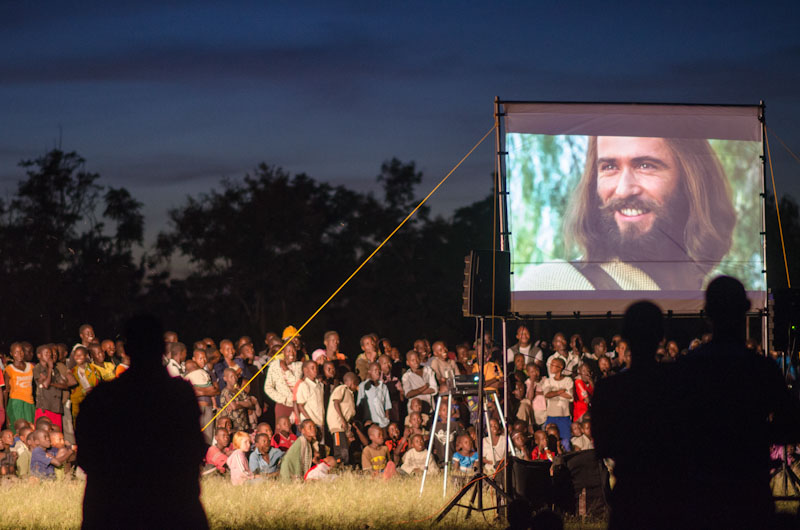 Jesus film being shown